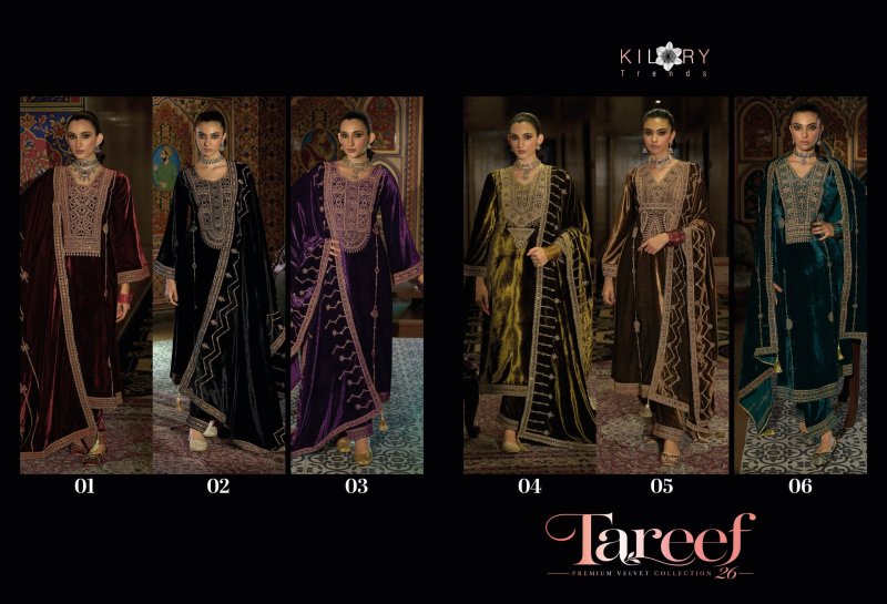 Tareef By Kilory Pure Valvet With Embroidery Work Dress Material